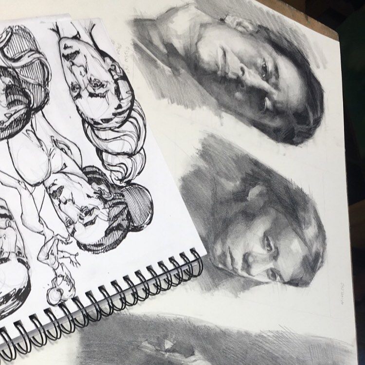 Portraits — ink drawing by Ray Patrick