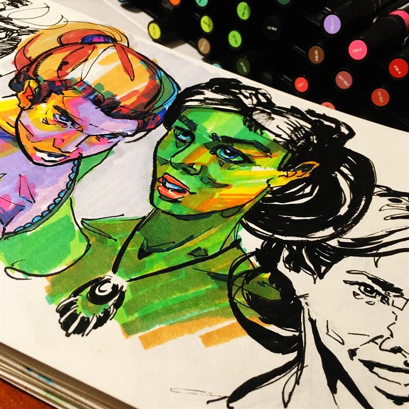 Portraits — ink drawing by Ray Patrick