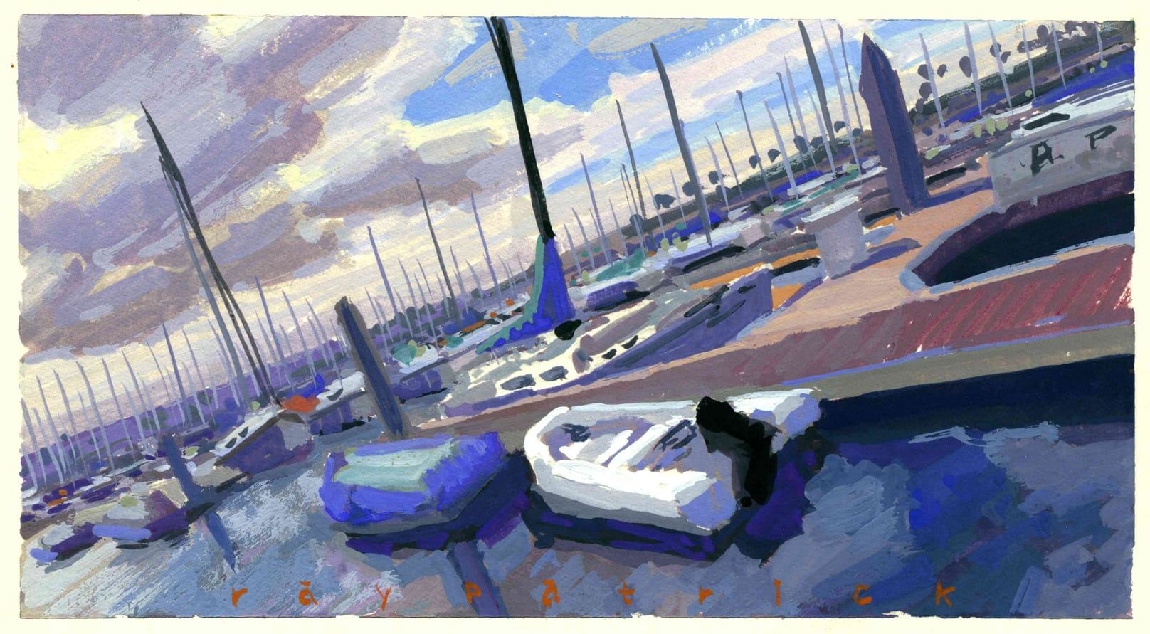 Redondo Beach Marina, 2026 — gouache painting by Ray Patrick