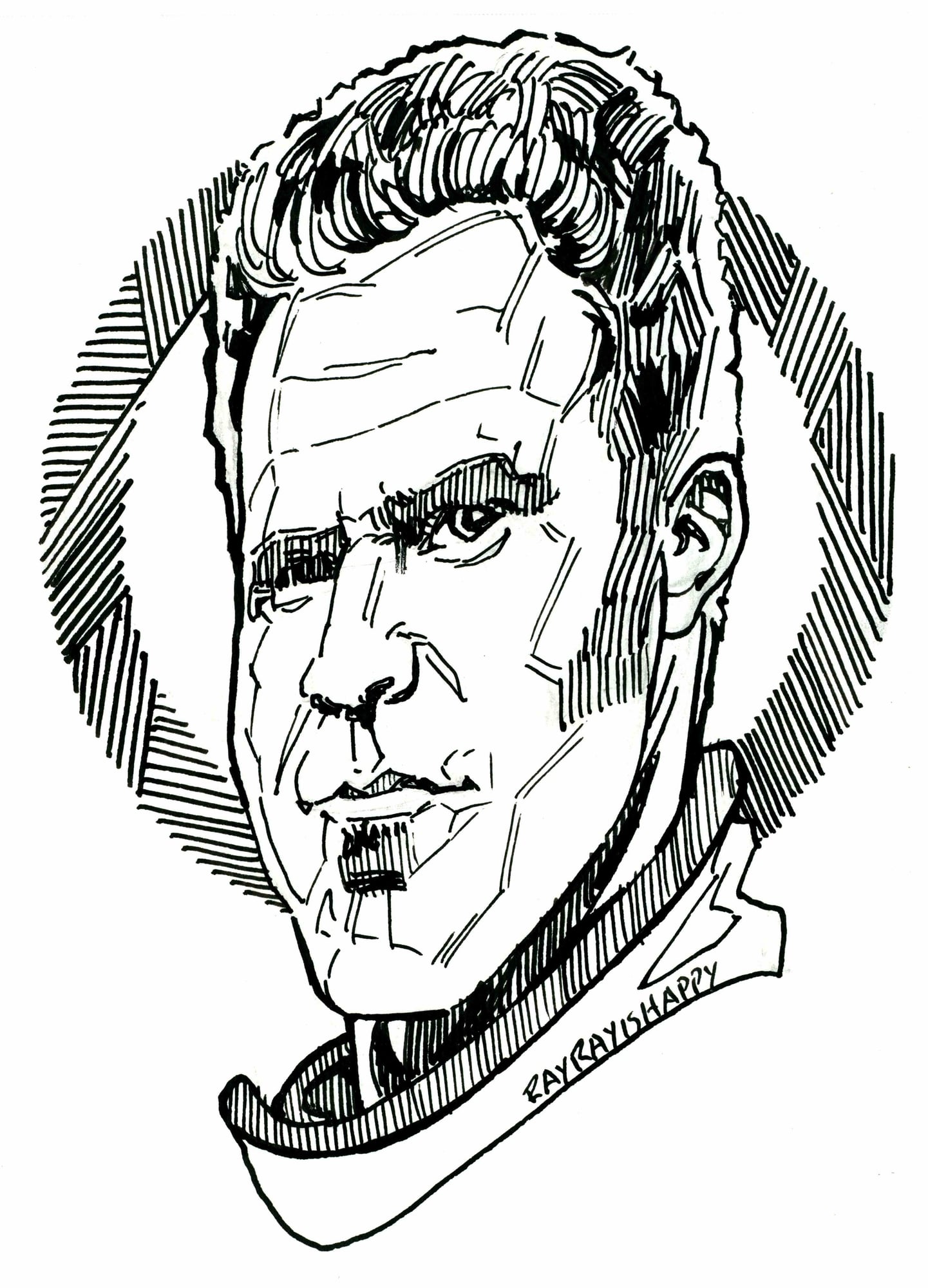 ricky bobby, 2026 — ink drawing by Ray Patrick