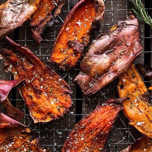 Roasted sweet potato skins with rosemary and salt, 2024 — photograph by Ray Patrick