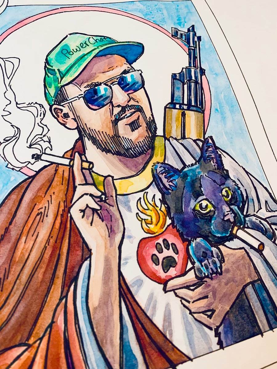 Saint Mersh holy card, 2025 — cartoon by Ray Patrick