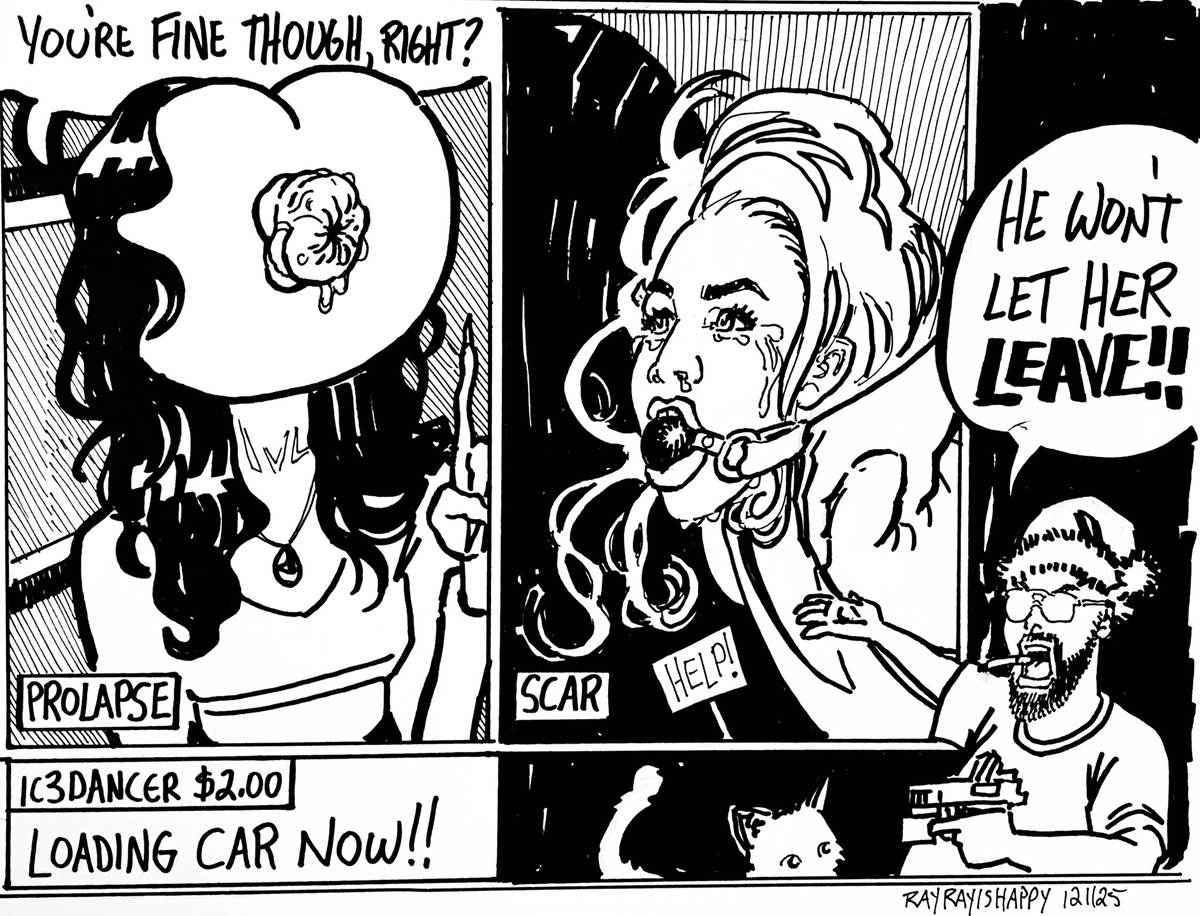 Save Scarlett, 2025 — ink cartoon by Ray Patrick
