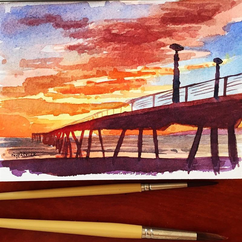 Sunsets, Seascapes — watercolor painting by Ray Patrick