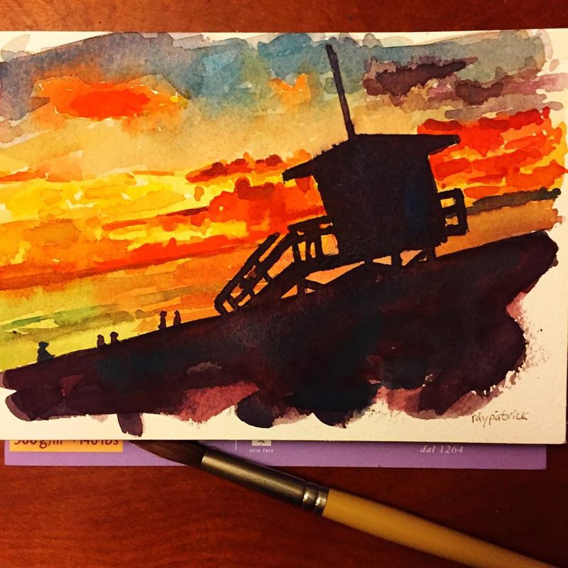Sunsets, Seascapes — watercolor painting by Ray Patrick