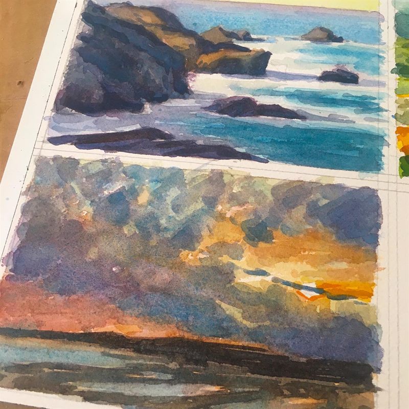 Seascapes, Sunsets — watercolor painting by Ray Patrick