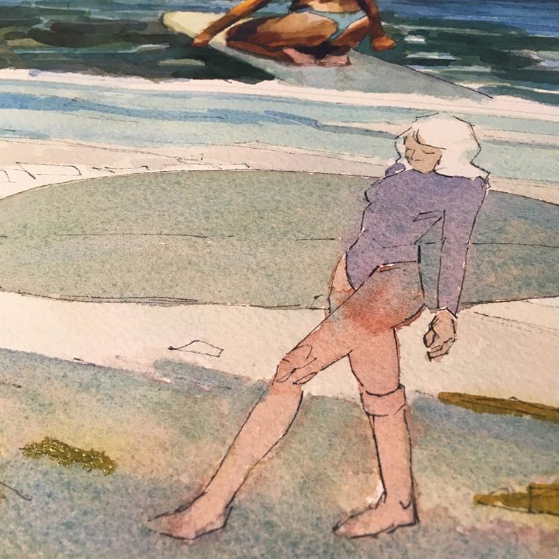 Seascapes, Surfing — watercolor painting by Ray Patrick