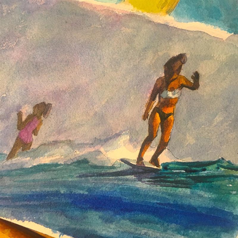 Seascapes, Surfing — watercolor painting by Ray Patrick