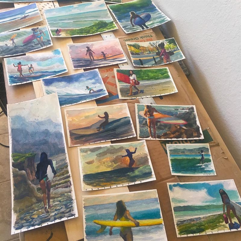 Seascapes, Surfing — watercolor painting by Ray Patrick