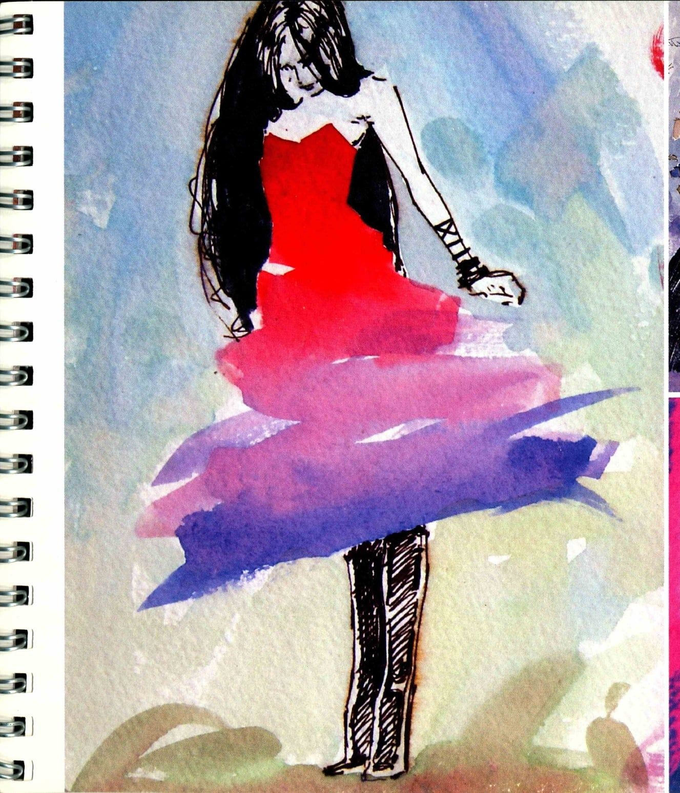 Seated figure in a long coat with a second study, 2026 — watercolor painting by Ray Patrick
