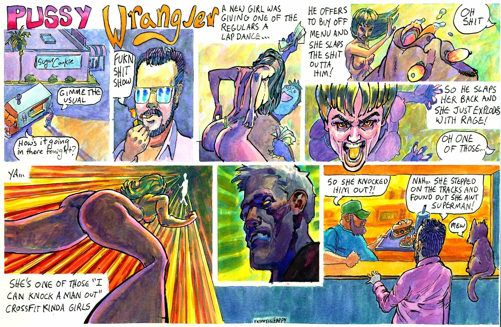 She ain't Superman, 2024 — watercolor cartoon by Ray Patrick