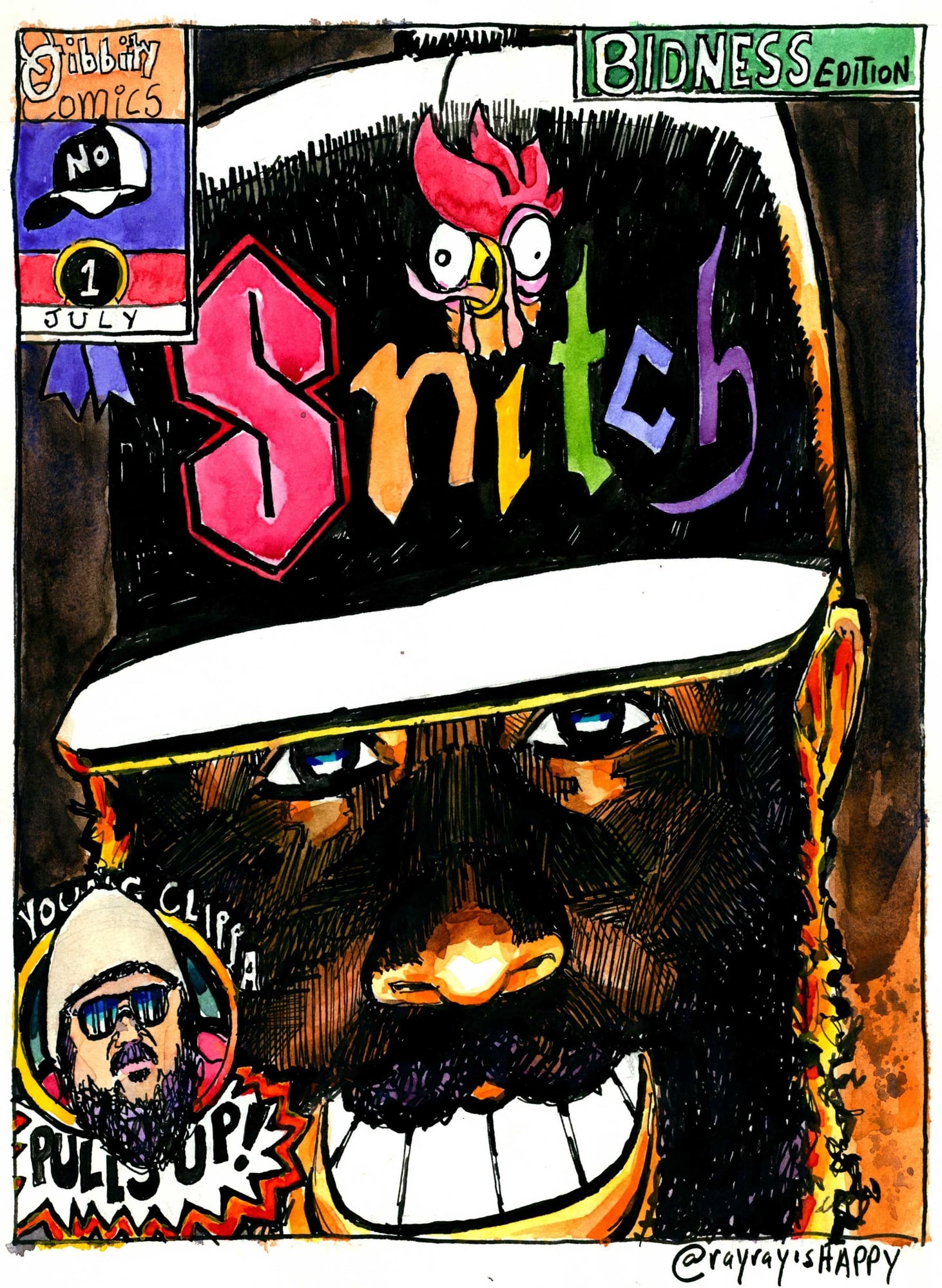 snitch1_1, 2026 — watercolor cartoon by Ray Patrick