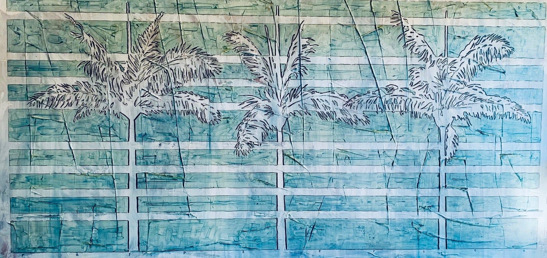 Striped Date Palms, 2026 — oil painting by Ray Patrick