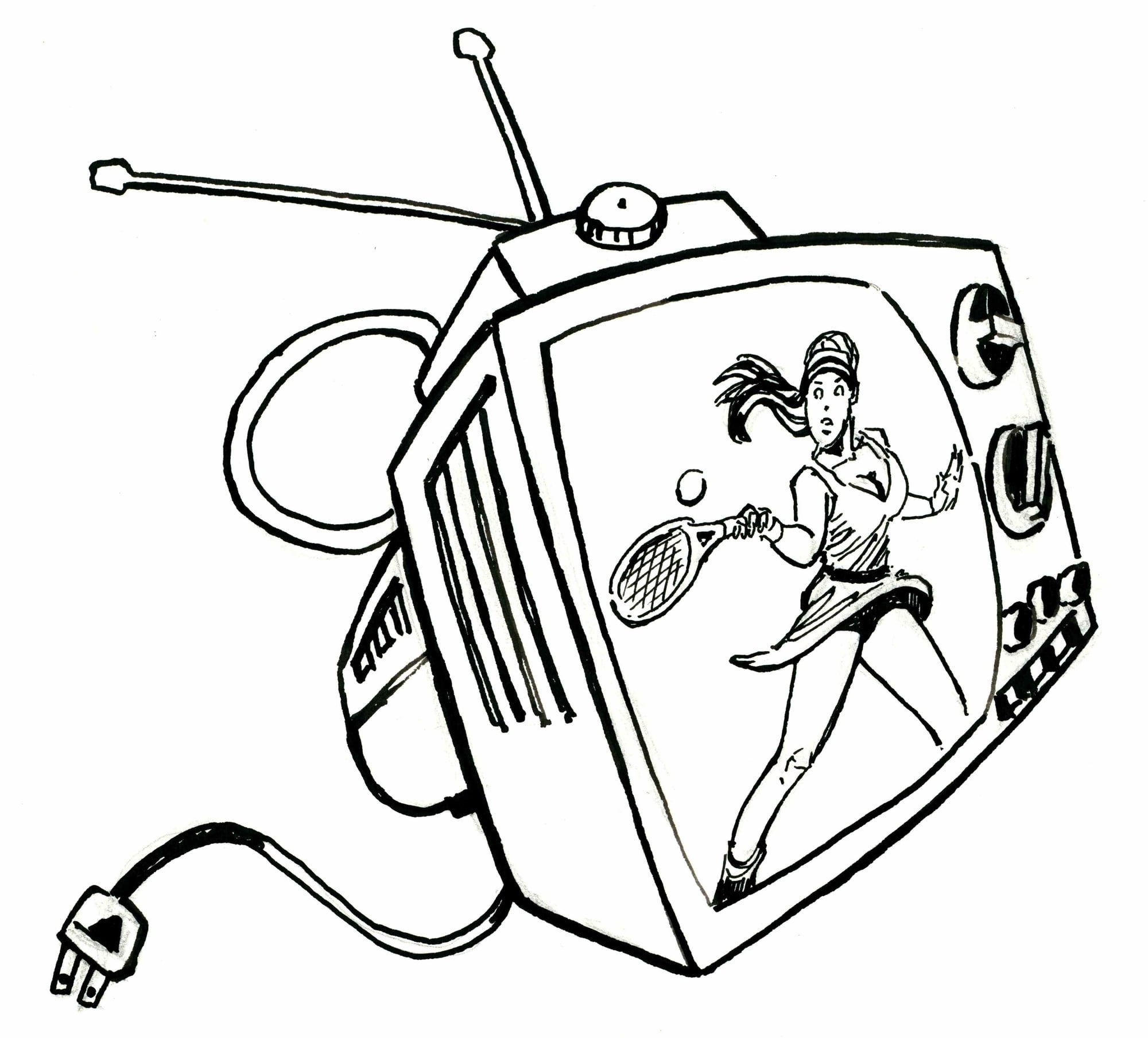 tennistv, 2026 — ink drawing by Ray Patrick