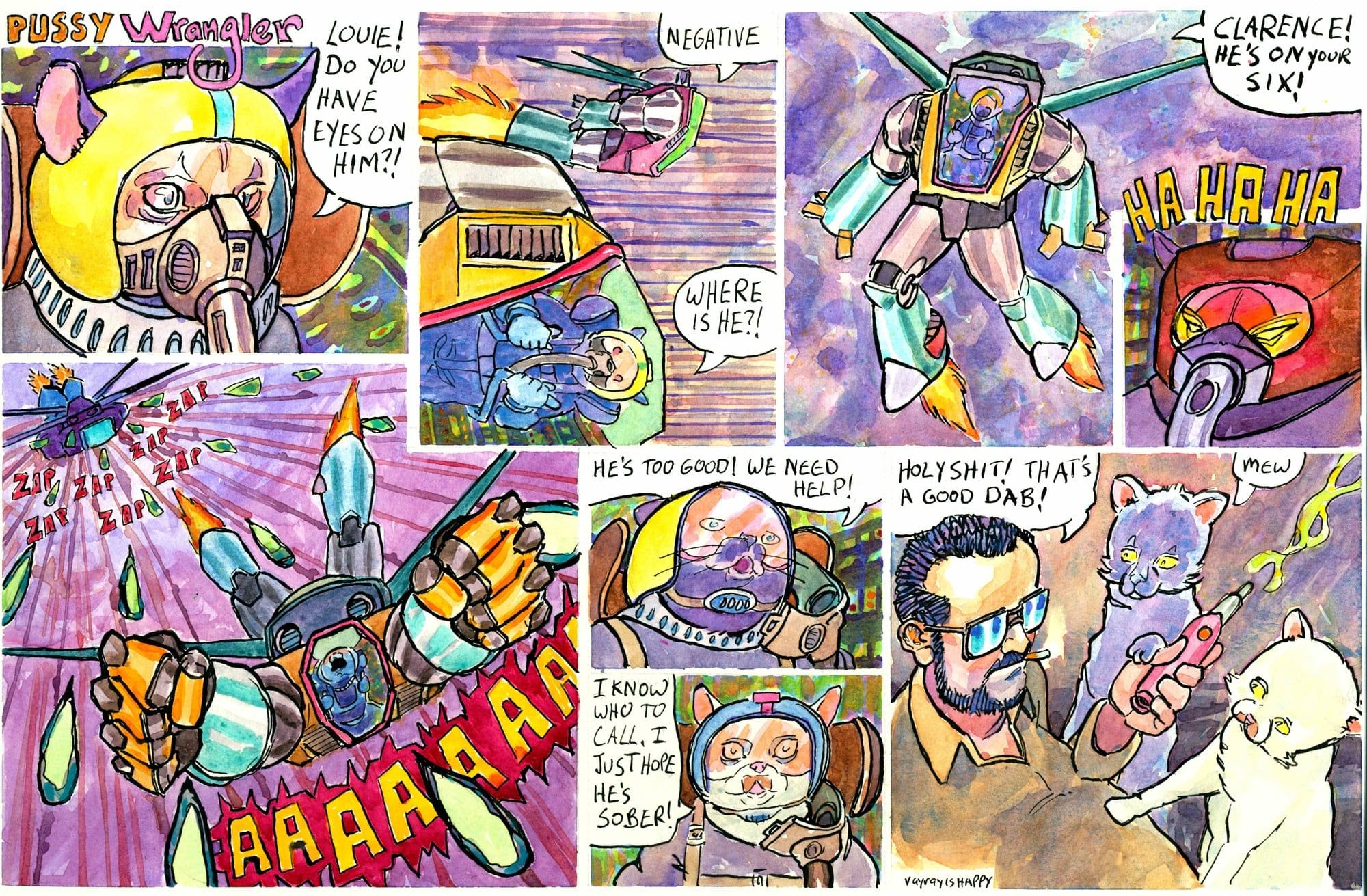 That's a good dab, 2024 — watercolor cartoon by Ray Patrick