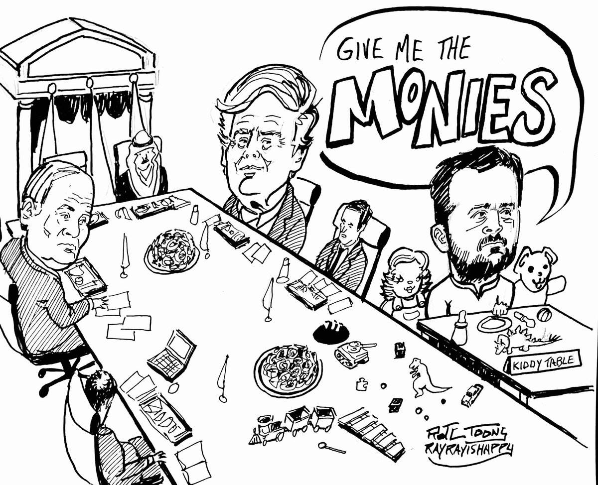 The kiddy table, 2025 — ink cartoon by Ray Patrick