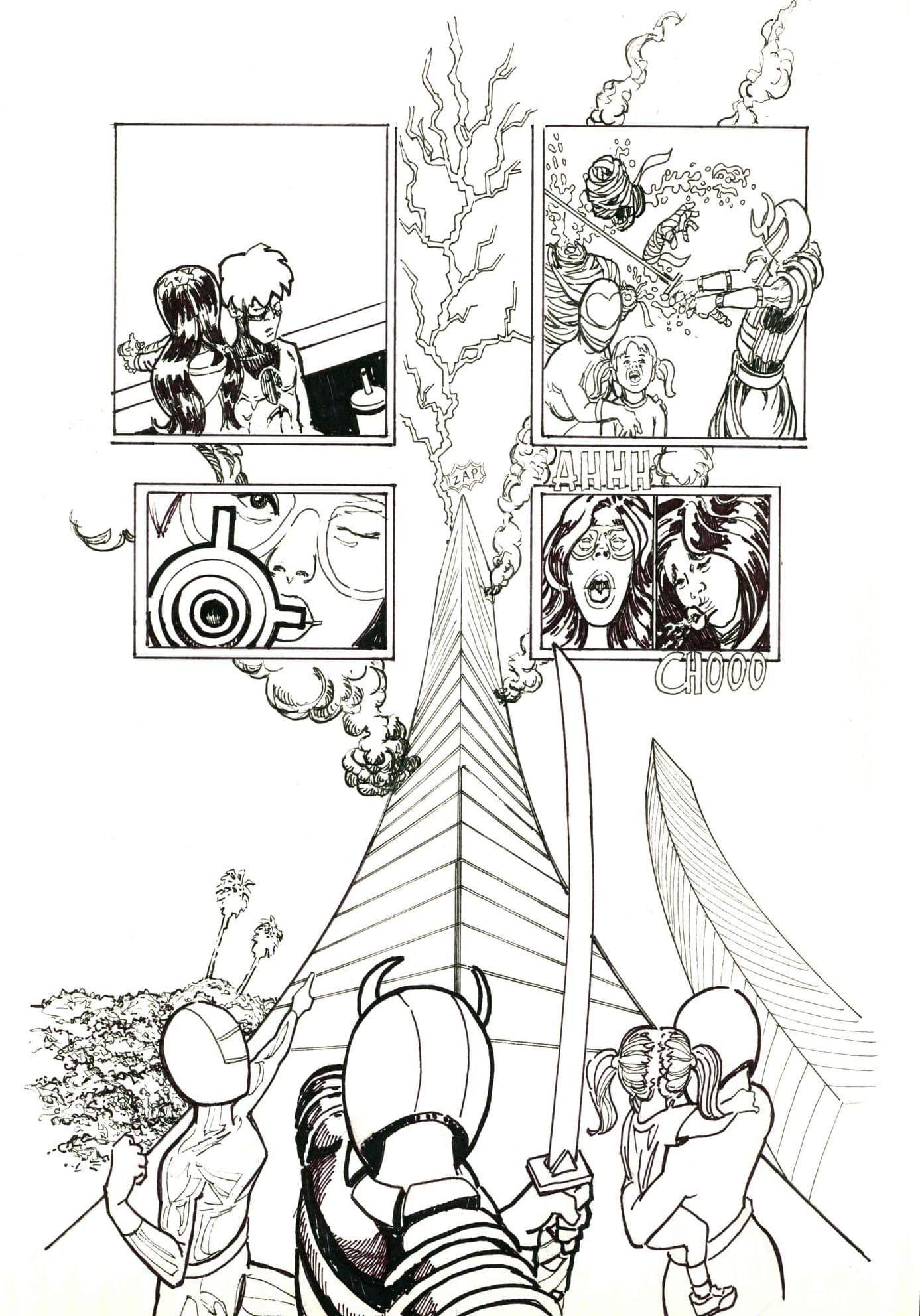 The spire, inks, 2026 — ink cartoon by Ray Patrick