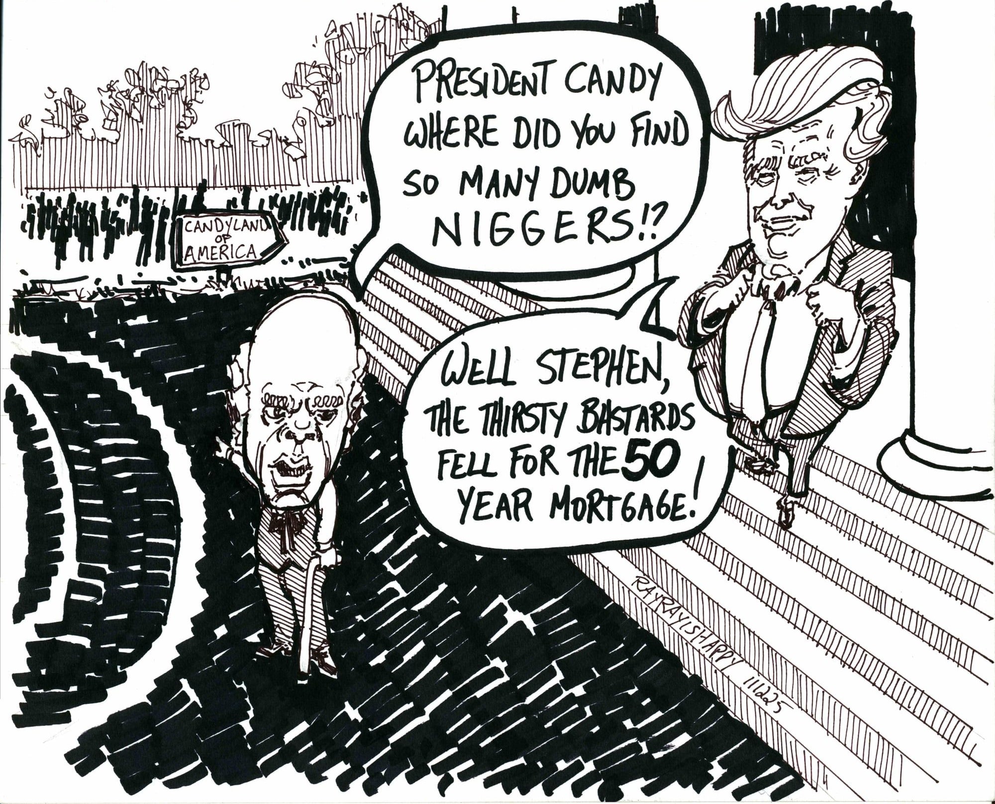 trump_19, 2026 — ink cartoon by Ray Patrick