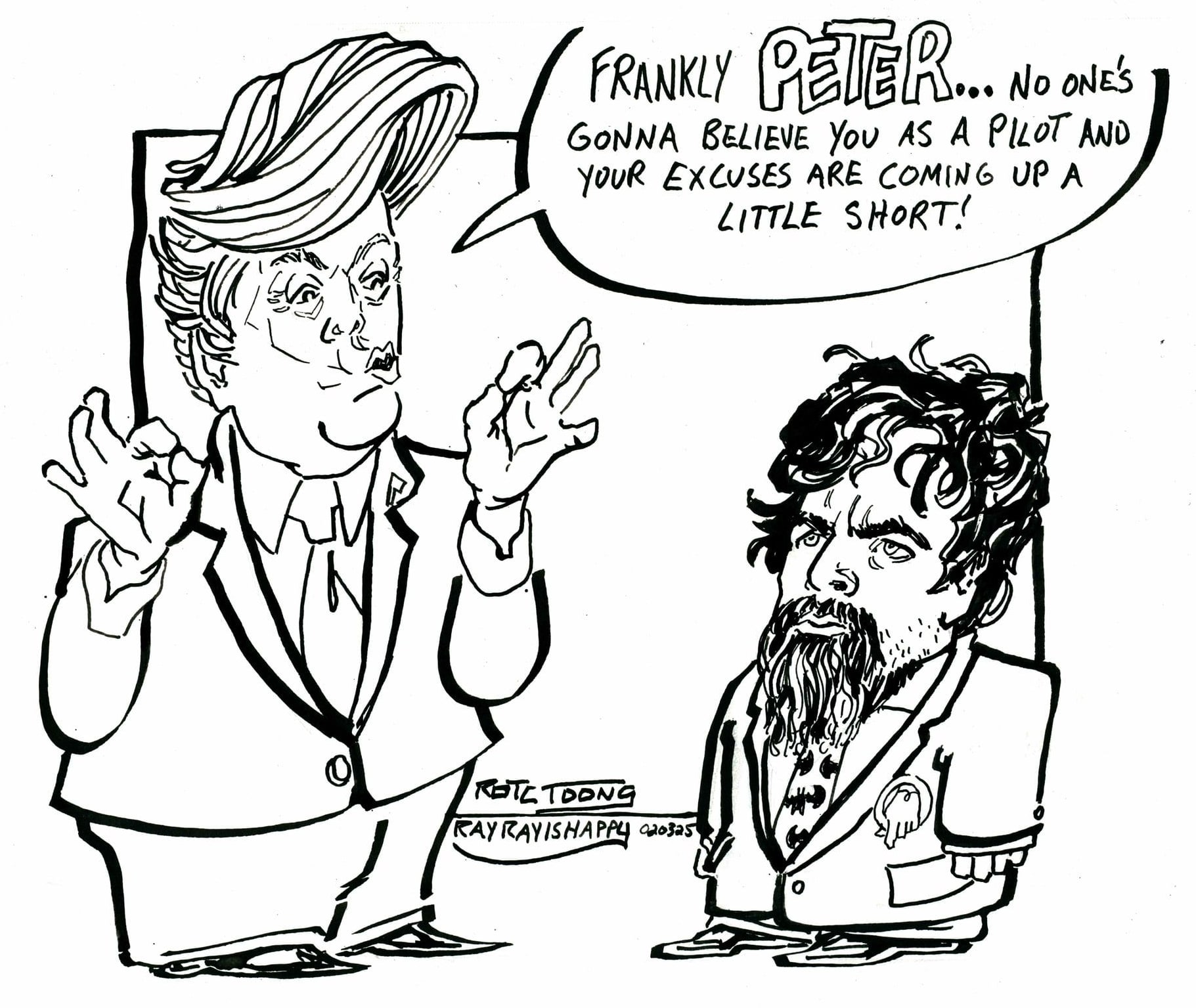 trump short, 2026 — ink cartoon by Ray Patrick