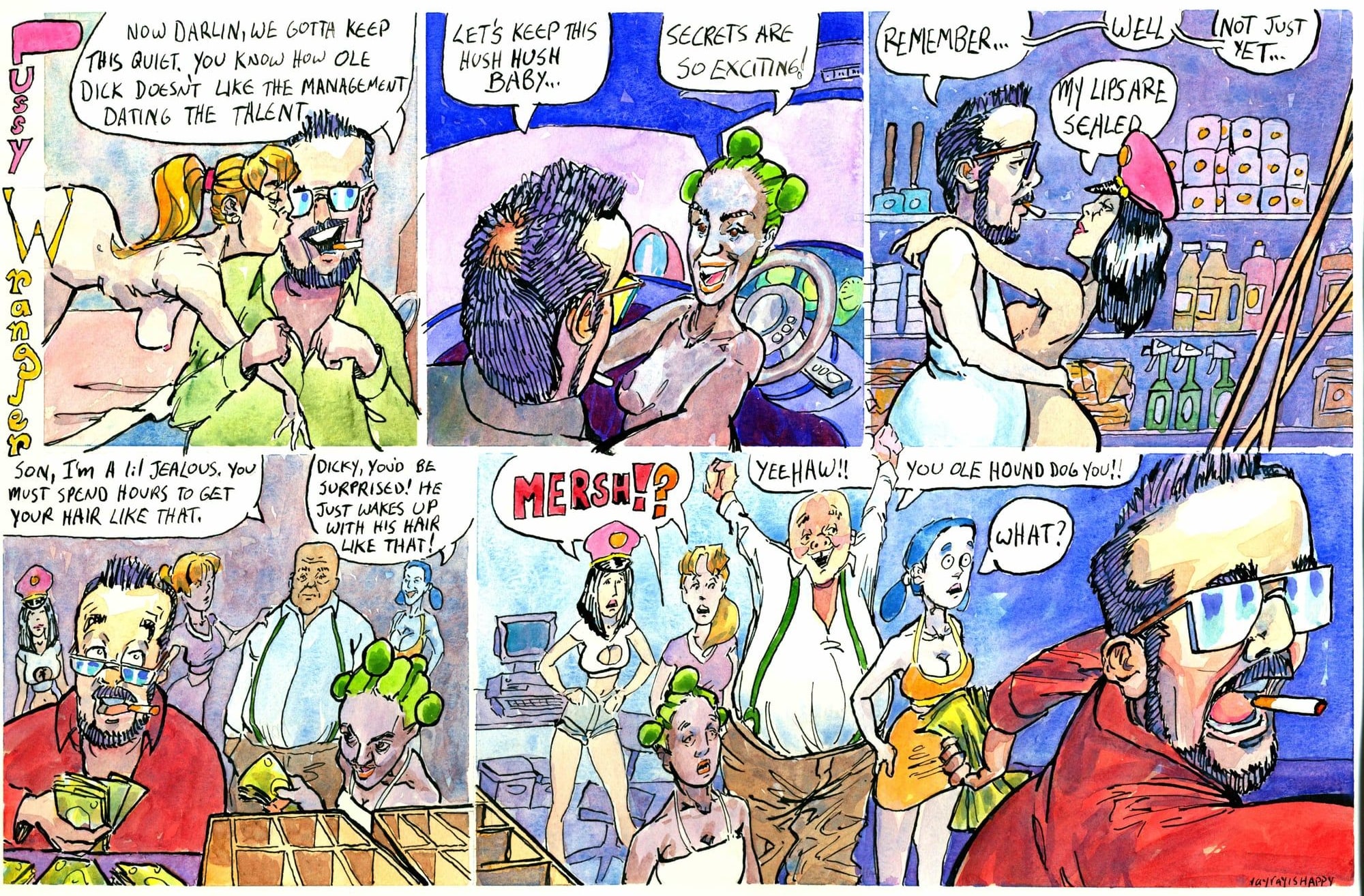 You ole hound dog, 2024 — watercolor cartoon by Ray Patrick