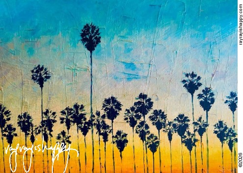 Fridge Magnet, the printed artwork — customized from one of Ray Patrick's paintings, made by @rayrayishappy at rayrayisHAPPY.com - Fashion, Landscapes, Palm trees, Pop art, Oil