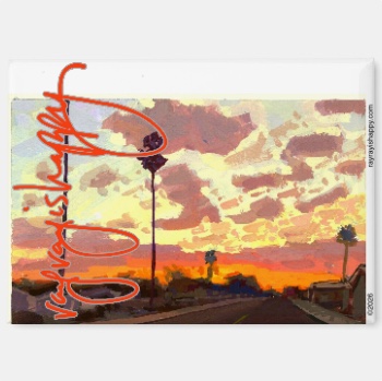 Fridge Magnet — customized from one of Ray Patrick's paintings, made by @seashellsnsocal at rayrayisHAPPY.com - Landscapes, Sunsets, Gouache