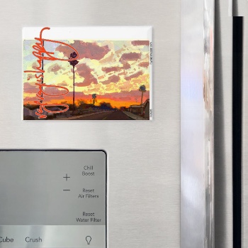 Fridge Magnet, fridge — customized from one of Ray Patrick's paintings, made by @seashellsnsocal at rayrayisHAPPY.com - Landscapes, Sunsets, Gouache