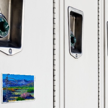 Fridge Magnet, locker — customized from one of Ray Patrick's paintings, made by @seashellsnsocal at rayrayisHAPPY.com - Desert, Landscapes, Oil