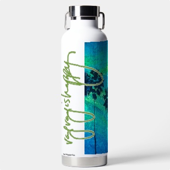32oz Water Bottle, front — customized from three of Ray Patrick's paintings, made by @seashellsnsocal at rayrayisHAPPY.com - Fashion, Palm trees, Pop art, Oil