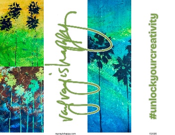 32oz Water Bottle, the printed artwork — customized from three of Ray Patrick's paintings, made by @seashellsnsocal at rayrayisHAPPY.com - Fashion, Palm trees, Pop art, Oil