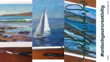 Stainless Steel Thermal Tumbler, the printed artwork — customized from three of Ray Patrick's paintings, made by @seashellsnsocal at rayrayisHAPPY.com - Seascapes, Boats, Landscapes, Oil, Gouache