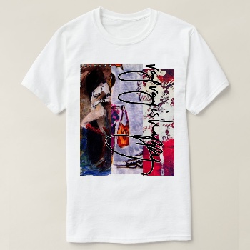 Men's Designer T-Shirt, front, flat — customized from three of Ray Patrick's paintings, made by @seashellsnsocal at rayrayisHAPPY.com - Fashion, Palm trees, Pop art, Marker, Oil, Watercolor