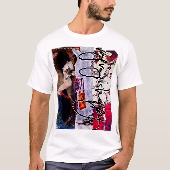 Men's Designer T-Shirt, front, worn — customized from three of Ray Patrick's paintings, made by @seashellsnsocal at rayrayisHAPPY.com - Fashion, Palm trees, Pop art, Marker, Oil, Watercolor