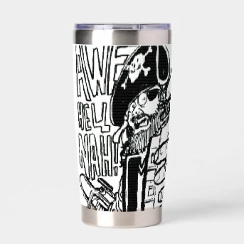 Stainless Steel Thermal Tumbler, left — customized from one of Ray Patrick's drawings, made by @rayrayishappy at rayrayisHAPPY.com - Dick Masterson, Cartoons, B&W, Concept art, Ink