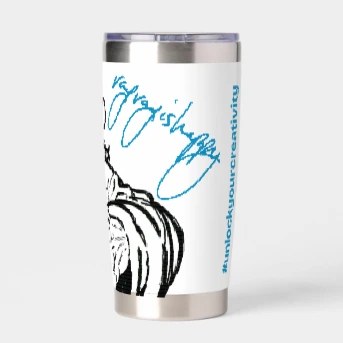 Stainless Steel Thermal Tumbler, right — customized from one of Ray Patrick's drawings, made by @rayrayishappy at rayrayisHAPPY.com - Dick Masterson, Cartoons, B&W, Concept art, Ink