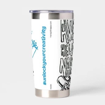 Stainless Steel Thermal Tumbler, back — customized from one of Ray Patrick's drawings, made by @rayrayishappy at rayrayisHAPPY.com - Dick Masterson, Cartoons, B&W, Concept art, Ink