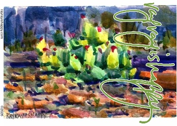 Fridge Magnet, the printed artwork — customized from one of Ray Patrick's paintings, made by @seashellsnsocal at rayrayisHAPPY.com - Landscapes, Watercolor
