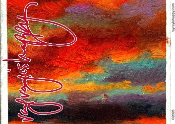 Fridge Magnet, the printed artwork — customized from one of Ray Patrick's paintings, made by @seashellsnsocal at rayrayisHAPPY.com - Desert, Landscapes, Sunsets, Oil