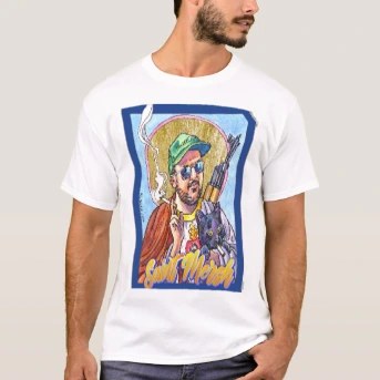 Men's Designer T-Shirt, front, worn — customized from one of Ray Patrick's paintings, made by @rayrayishappy at rayrayisHAPPY.com - Mersh, Cartoons, Color, Illustration, Concept art, Pop art, Watercolor