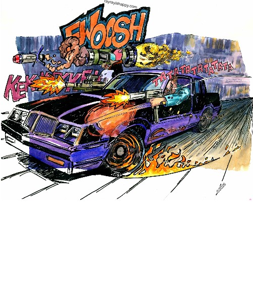 Men's Designer T-Shirt, the printed artwork — customized from one of Ray Patrick's paintings, made by @rayrayishappy at rayrayisHAPPY.com - Mersh, Cats, Comics, Kitty City, Pussy Wrangler, Concept art, Watercolor