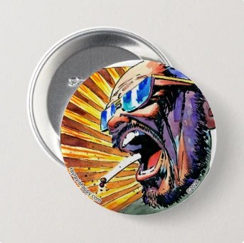 3" Button, both — customized from one of Ray Patrick's paintings, made by @rayrayishappy at rayrayisHAPPY.com - Mersh, Cartoons, Kitty City, Pop art, Watercolor