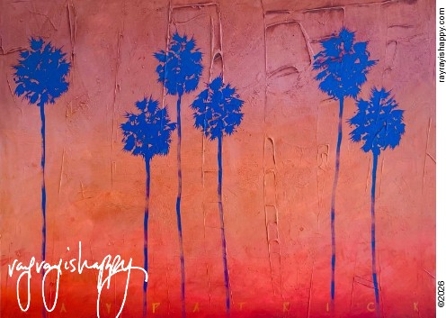 Fridge Magnet, the printed artwork — customized from one of Ray Patrick's paintings, made by @rayrayishappy at rayrayisHAPPY.com - Fashion, Landscapes, Palm trees, Pop art, Oil