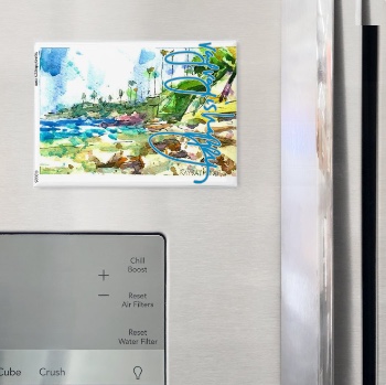 Fridge Magnet, fridge — customized from one of Ray Patrick's paintings, made by @seashellsnsocal at rayrayisHAPPY.com - Landscapes, Watercolor