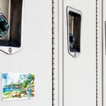 Fridge Magnet, locker — customized from one of Ray Patrick's paintings, made by @seashellsnsocal at rayrayisHAPPY.com - Landscapes, Watercolor