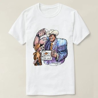 Men's Designer T-Shirt, front, flat — customized from one of Ray Patrick's paintings, made by @rayrayishappy at rayrayisHAPPY.com - Alex Stein, Cartoons, Politics, Pop art, Watercolor